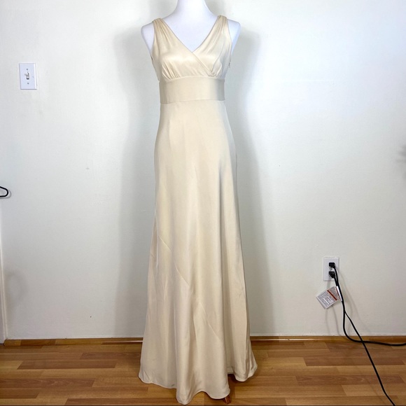 J.Crew Champagne Silk Vneck Sophia dress 8P - Picture 3 of 15